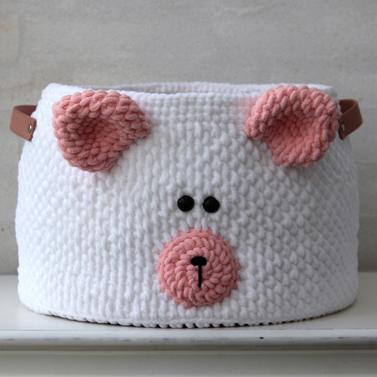 Teddy Basket Groot met PU lederen basis
