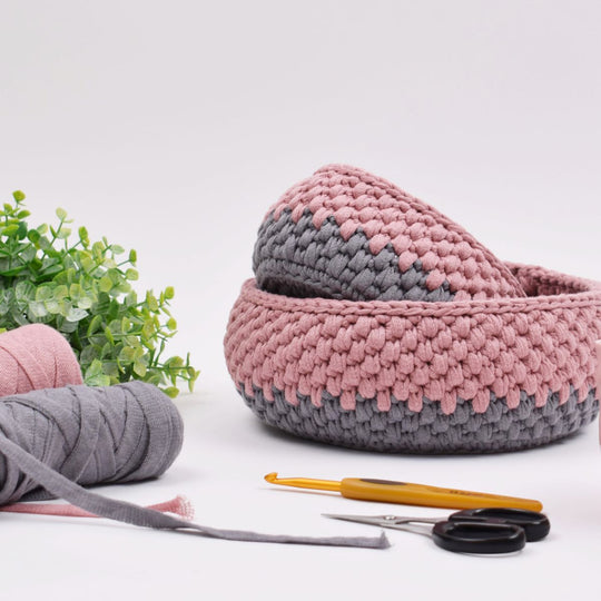 Hæklet Ribbon Kurv