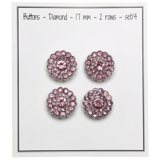Boutons Bling - Petites Pierres - Rose- 4 pcs. - Go Handmade
3