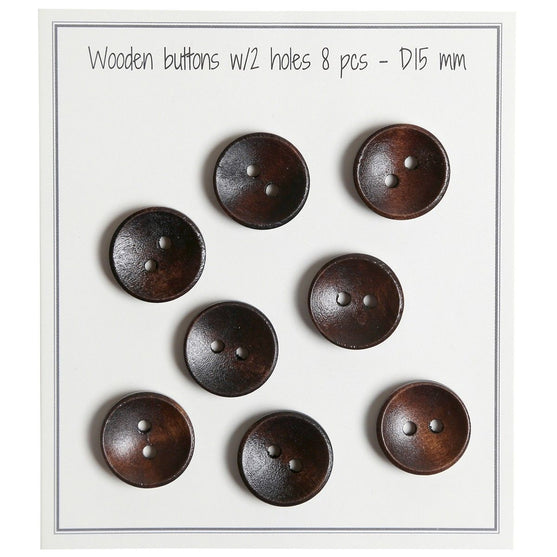 Deep Wooden Buttons - Dark - 8 pcs. - Go Handmade
1