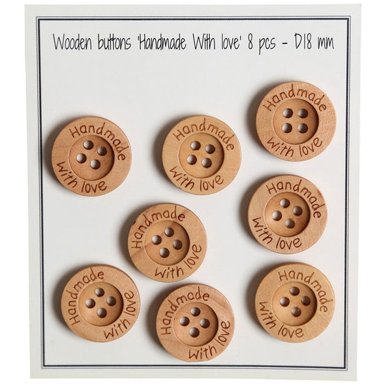 Boutons en bois - Handmade with Love - 18 mm - Go Handmade
2