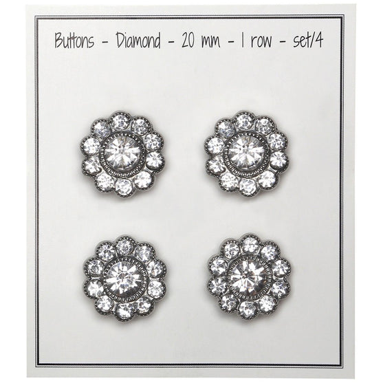 Boutons Bling - Grosses Pierres - Argent - 4 pcs. - Go Handmade
3