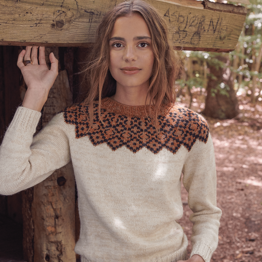 Sweater with patterned yoke