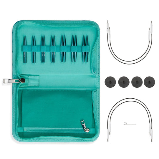 Ensemble d'aiguilles circulaires interchangeables Stellar Mini - Emerald - Hobbii