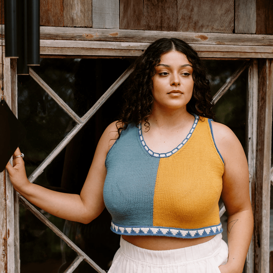 Bevelled Tank - Mouwloze Intarsia Top