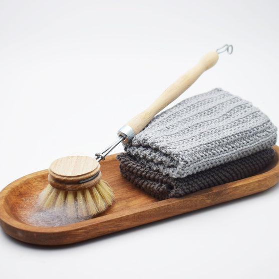 Lavette tricotée, motif en côtes
2