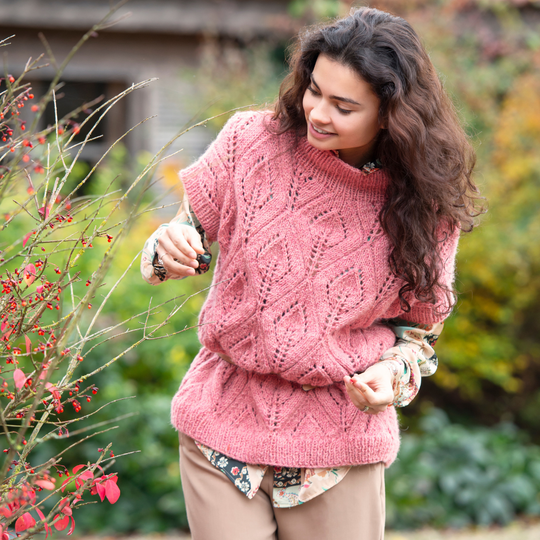 Oversized Vest with Lace Pattern