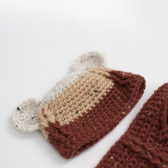 Happy Bear - Couverture Bébé et Bonnet
5