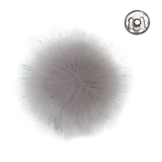 Pom Pom w/button - Grey - Small - Go Handmade
1
