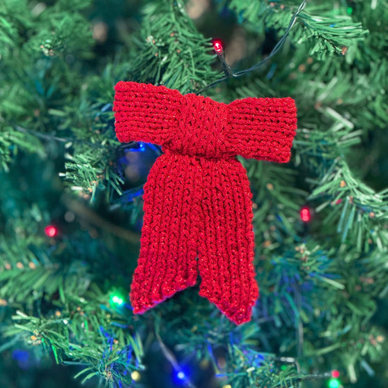 Nœud de papillon tricoté - Décoration de Noël
4