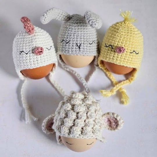 Kuschelige Eiermützen - Osterdekoration