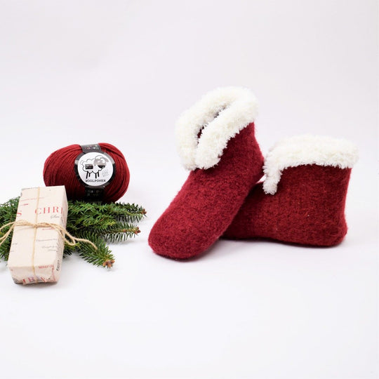 Felted Christmas Slippers - Crocheted