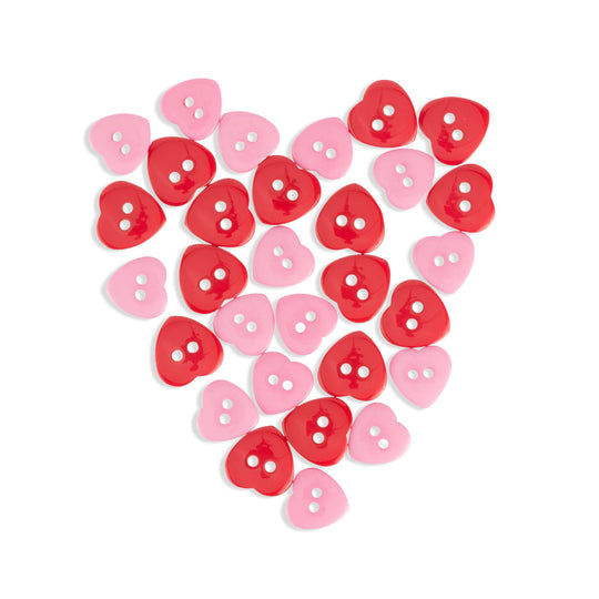 Boutons cœur - 30 pièces. - Hobbii