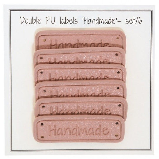 Étiquettes cuir en polyuréthane "Handmade" 5 x 1,5 cm - Go Handmade