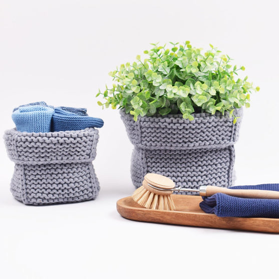 

Knitted Square Basket in 2 sizes
1