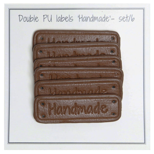 PU Leather Label &quot;Handmade&quot; 5 x 1,5 cm - Go Handmade