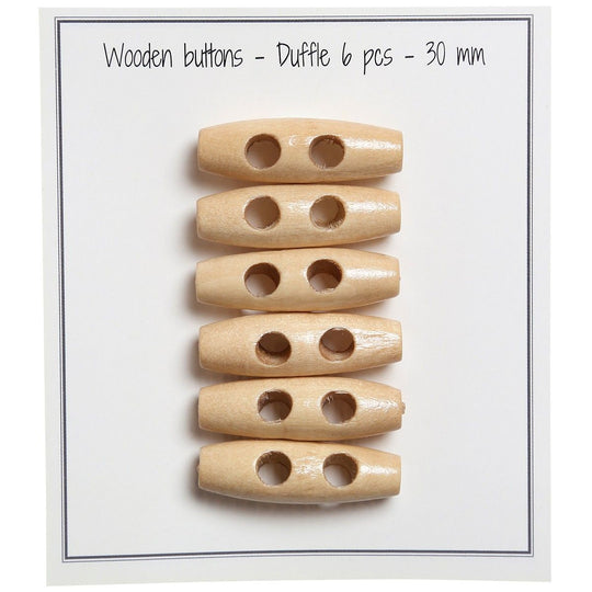 Oblong Wooden Buttons - 30 mm (1.2 inches) - Go Handmade
