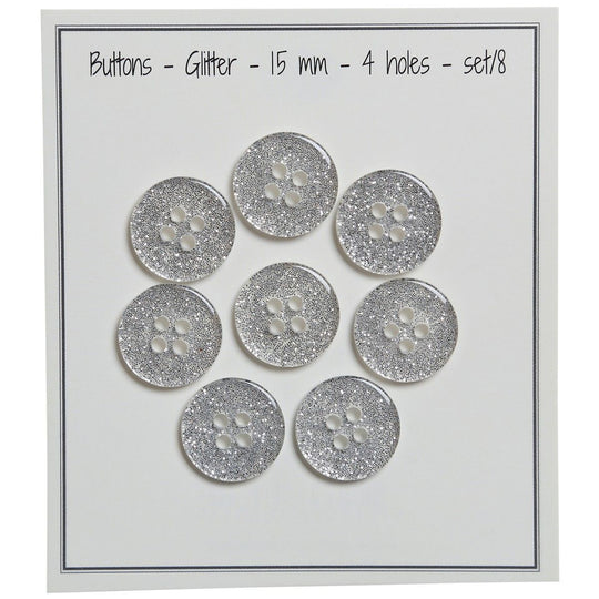 Glitter Knopen - Zilver - Meerdere maten - Go Handmade
