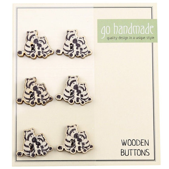 

Wooden Buttons - Zebras Paul & Peter - 9 pcs, 20 mm - Go Handmade
1