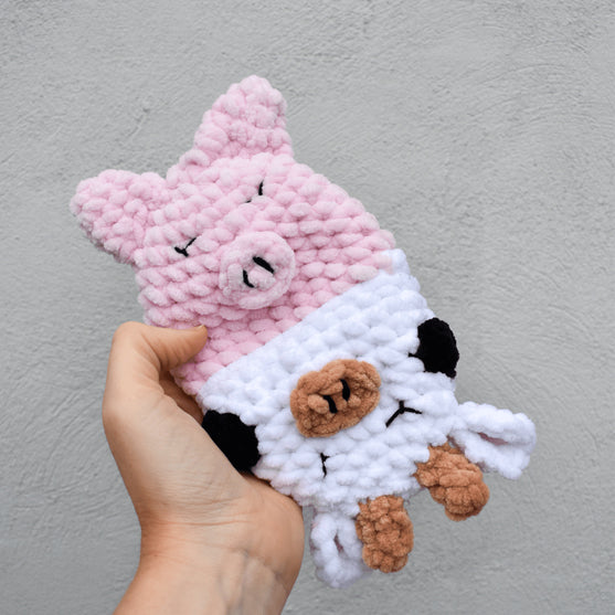 

Vache et cochon - Peluche réversible
1