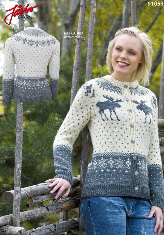 91053 Cardigan med Elge og Stjerner
