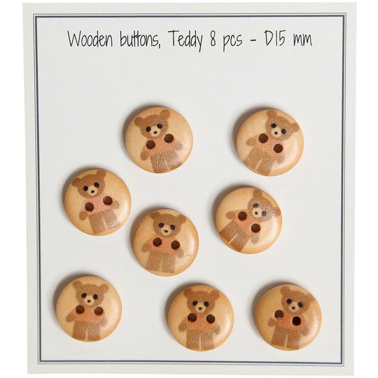 Boutons en bois, Teddy - Go Handmade