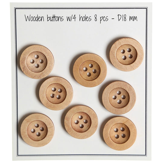 Wooden Buttons - Round Groove - Bright - Go Handmade