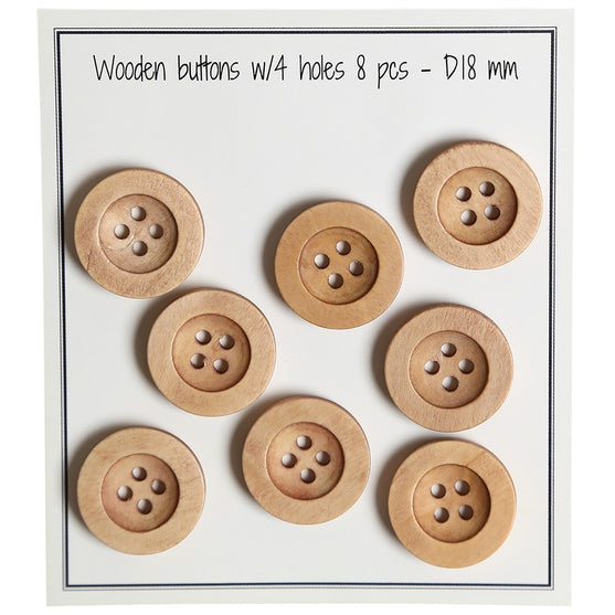 

Wooden Buttons - Round Groove - Bright - Go Handmade
1