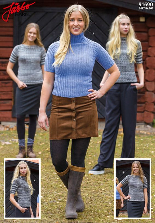 91690 - ”Twiggy” – Ribstrikket &amp; slatstrikket tætsiddende rullekravejumper