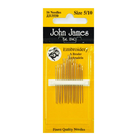 

Taille des aiguilles à broder 5/10 - John James
1