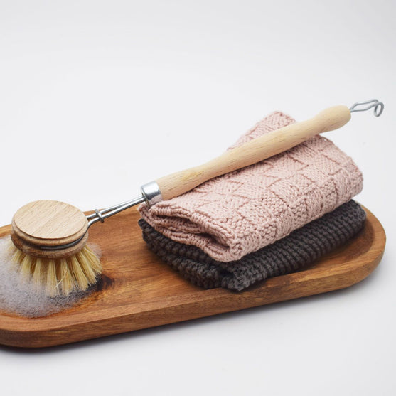 

Lavette tricotée, motifs à carreaux
1