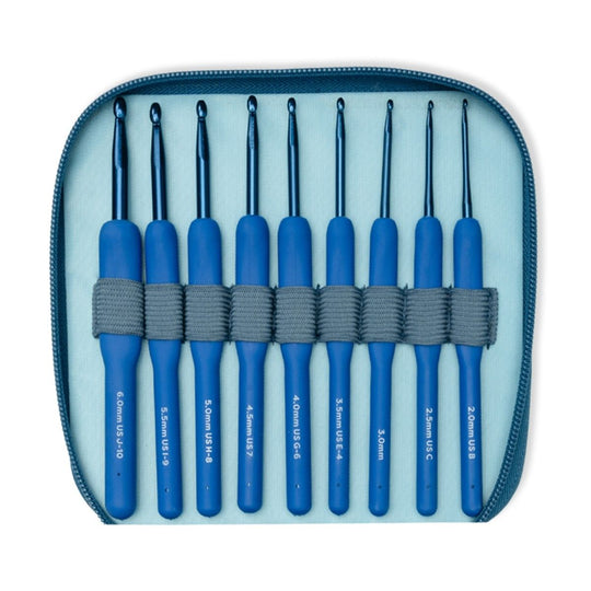 Cosmo Crochet Hook Set - 9 Sizes - Indigo - Hobbii