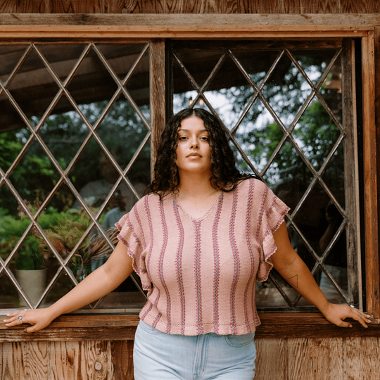 Dalle de Verre - Shirt met Ruches Mouwen