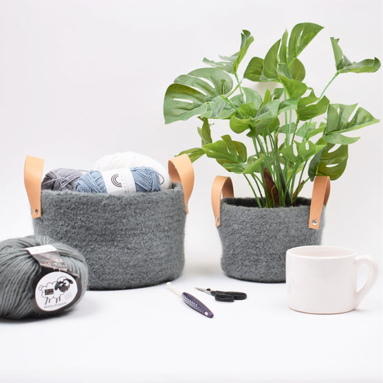 

Felted Basket with Leather Handles
1